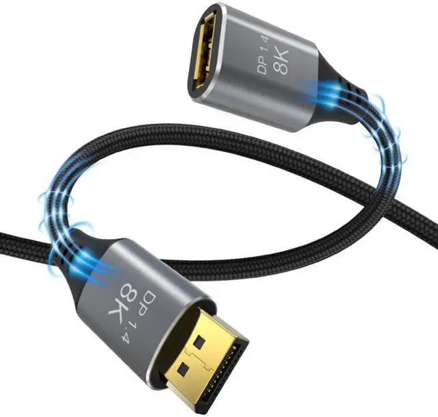 Alt view image 2 of 5 - Corn 8K DisplayPort Extension Cable 1.6Feet/0.5m, DP to DP 1.4 Extension Cable, Male to Female,32.4Gbps,Supports 8K@60Hz 30Hz, 4K@30Hz 60Hz 120Hz,2K@165Hz High Refresh Rate