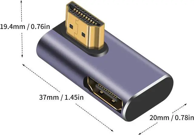 Alt view image 7 of 7 - 8K HDMI 90 Degree Adapter, Left and Right Angle HDMI Adapter, 270 Degree and 90 Degree HDMI 2.1 Adapter, HDMI Extender 48Gbps HDMI 2.1 Male to Female Adapter for HDTV Laptop PS5 Xbox, 2pcs