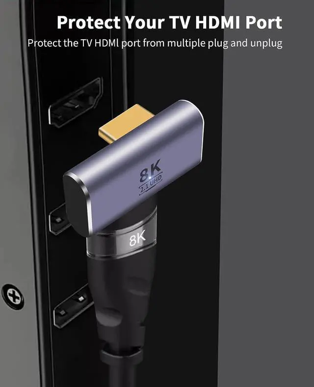 Alt view image 5 of 7 - 8K HDMI 90 Degree Adapter, Left and Right Angle HDMI Adapter, 270 Degree and 90 Degree HDMI 2.1 Adapter, HDMI Extender 48Gbps HDMI 2.1 Male to Female Adapter for HDTV Laptop PS5 Xbox, 2pcs