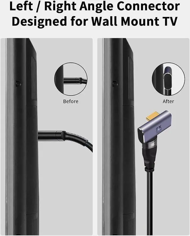 Alt view image 3 of 7 - 8K HDMI 90 Degree Adapter, Left and Right Angle HDMI Adapter, 270 Degree and 90 Degree HDMI 2.1 Adapter, HDMI Extender 48Gbps HDMI 2.1 Male to Female Adapter for HDTV Laptop PS5 Xbox, 2pcs