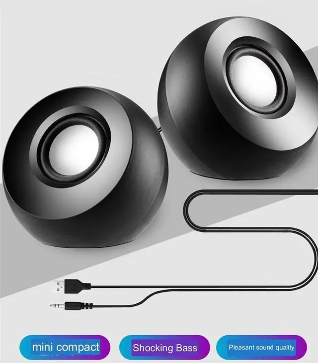 Alt view image 3 of 7 - CORN T32 2.0 USB-Powered Desktop Speakers Mini speaker home subwoofer USB Powered & 3.5mm Aux-in Stereo 2.0 PC Gaming Speakers