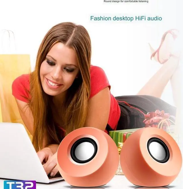 Alt view image 6 of 7 - CORN T32 2.0 USB-Powered Desktop Speakers Mini speaker home subwoofer USB Powered & 3.5mm Aux-in Stereo 2.0 PC Gaming Speakers