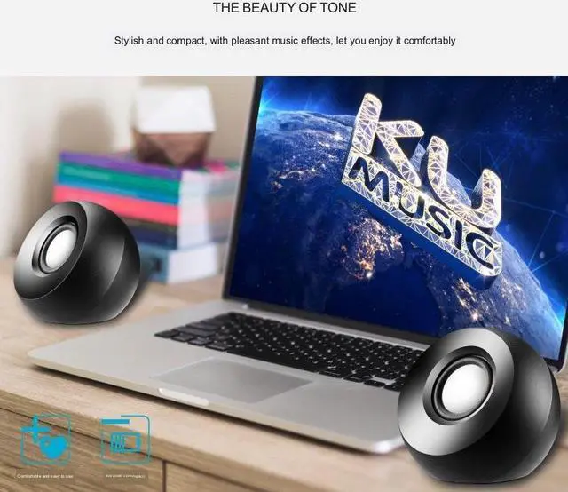 Alt view image 5 of 7 - CORN T32 2.0 USB-Powered Desktop Speakers Mini speaker home subwoofer USB Powered & 3.5mm Aux-in Stereo 2.0 PC Gaming Speakers