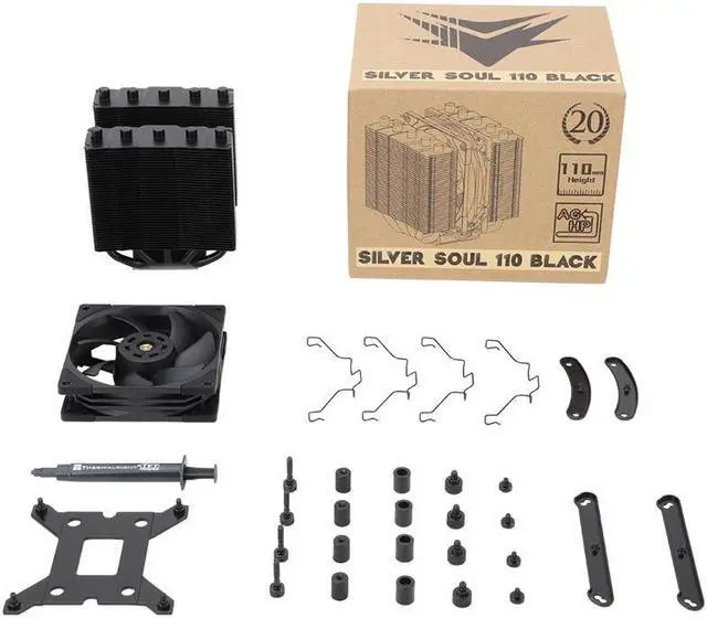Alt view image 6 of 6 - Silver Soul 110 Black Dual Towers 6mm Heatpipes*5, 94*94*110mm Fan for 115X/1200/2011-3/2066/1700, AM4/AM5, Thermalright SS110 Black