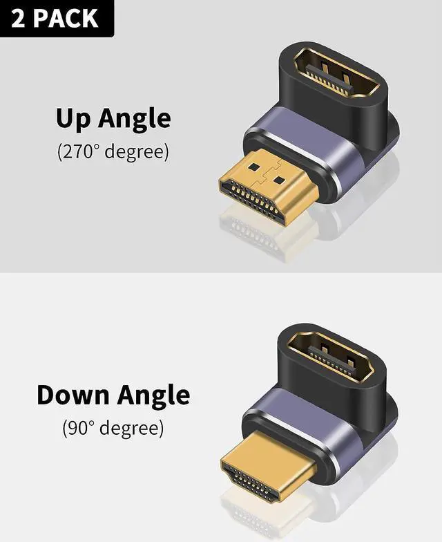 Alt view image 6 of 7 - 8K HDMI 90 Degree Adapter, 270 Degree 90 Degree HDMI Adapter, Up Down Angled HDMI 2.1 Extender Adapter 48Gbps HDMI Extension Adapter Support for 3D TV Stick Roku Stick Xbox PS5, 2pcs