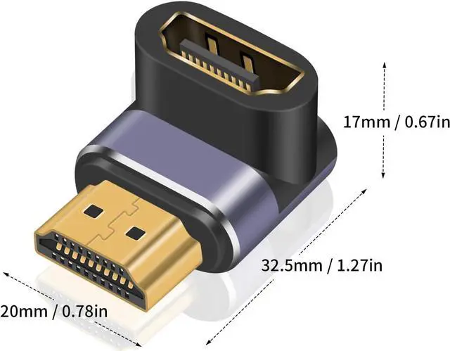 Alt view image 7 of 7 - 8K HDMI 90 Degree Adapter, 270 Degree 90 Degree HDMI Adapter, Up Down Angled HDMI 2.1 Extender Adapter 48Gbps HDMI Extension Adapter Support for 3D TV Stick Roku Stick Xbox PS5, 2pcs
