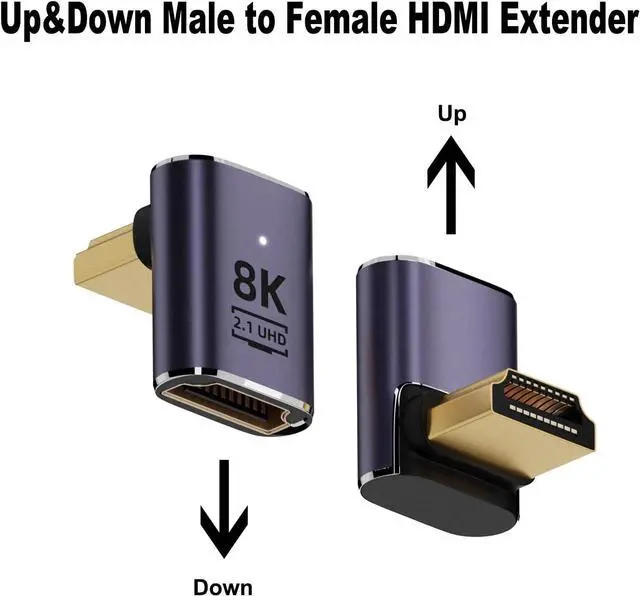 Alt view image 3 of 6 - 8K HDMI 2.1 Adapter (6 Pack), Up&Down, Left&Right 90 Degree and 270 Degree Male to Female HDMI Extender, Female to Female and Male to Male HDMI Coupler Extension Connector Aluminum Alloy