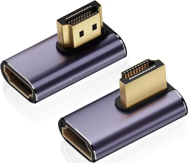 Main image of 8K HDMI 2.1 Right Angle Adapter (2 Pack), Left&Right 90 Degree and 270 Degree HDMI Male to HDMI Female Extender Connector Aluminum Alloy