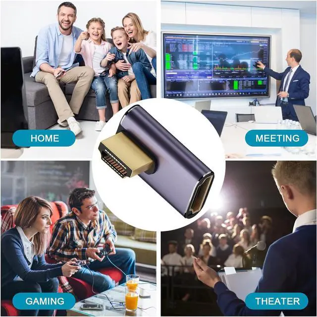 Alt view image 4 of 6 - 8K HDMI 2.1 Right Angle Adapter (2 Pack), Left&Right 90 Degree and 270 Degree HDMI Male to HDMI Female Extender Connector Aluminum Alloy