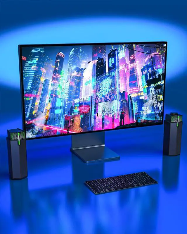 Alt view image 7 of 7 - CORN Bluetooth Computer Speakers for PC Desktop Monitor, Gaming PC Sound Bar - Wired USB-Powered, Superb Stereo Sound, with Gradient RGB Lighting - Combine/Separate to Customize Your Desk