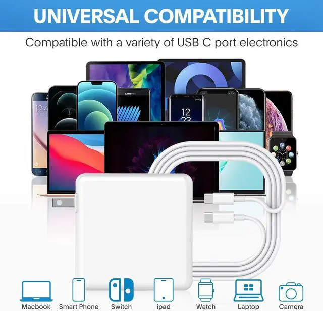 Alt view image 5 of 7 - Mac Book Pro Charger - 118W USB C Charger Fast Charger for USB C Port MacBook pro & MacBook Air, ipad Pro, Samsung Galaxy and All USB C Device, Include Charge Cable(6.6ft/2m)