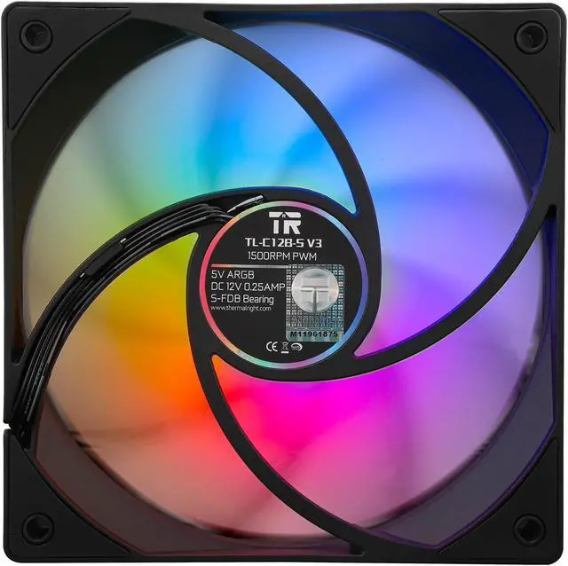 Alt view image 7 of 7 - TL-C12B-S V3 120 ARGB Case Fan, 120*120*25.6mm Addressable PC Fan for Thermalright TL-C12B-S V3 Black