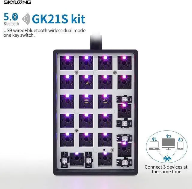 Alt view image 2 of 5 - gk21s gk21 Hot Wwappable Bluetooth Dual Mode PCB Custom Mechanical Keyboard Numpad Kit RGB SMD Switch LEDs Type C USB Port (GK21 Kit)