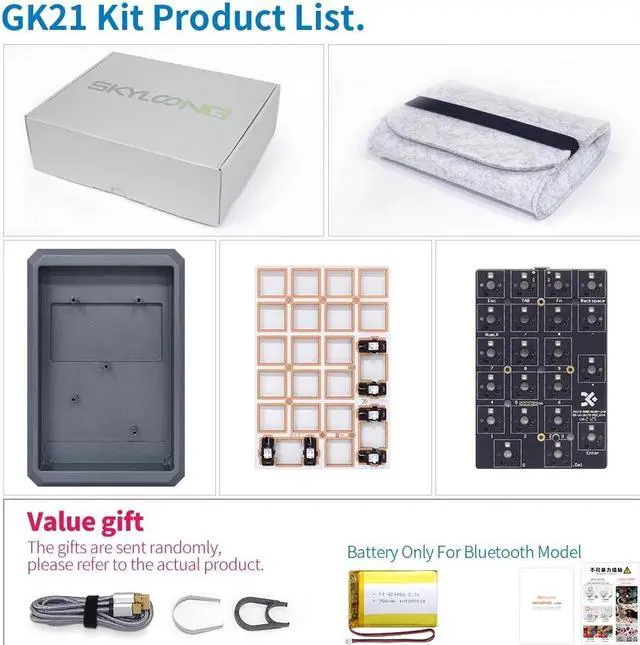 Alt view image 5 of 5 - gk21s gk21 Hot Wwappable Bluetooth Dual Mode PCB Custom Mechanical Keyboard Numpad Kit RGB SMD Switch LEDs Type C USB Port (GK21 Kit) Prismatic Aluminum Shell