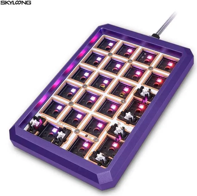Alt view image 2 of 5 - gk21s gk21 Hot Wwappable Bluetooth Dual Mode PCB Custom Mechanical Keyboard Numpad Kit RGB SMD Switch LEDs Type C USB Port (GK21 Kit) Prismatic Aluminum Shell Purple
