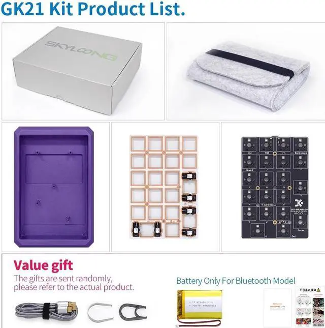 Alt view image 5 of 5 - gk21s gk21 Hot Wwappable Bluetooth Dual Mode PCB Custom Mechanical Keyboard Numpad Kit RGB SMD Switch LEDs Type C USB Port (GK21 Kit) Prismatic Aluminum Shell Purple