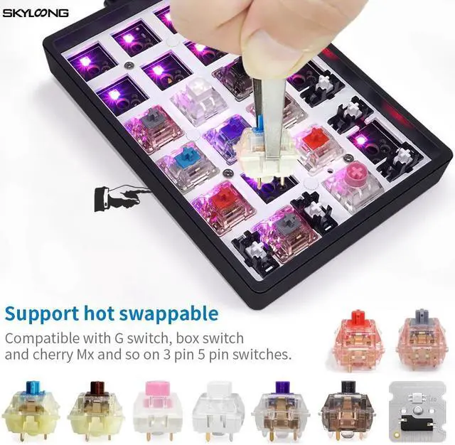 Alt view image 4 of 5 - gk21s gk21 Hot Wwappable Bluetooth Dual Mode PCB Custom Mechanical Keyboard Numpad Kit RGB SMD Switch LEDs Type C USB Port (GK21 Kit) Prismatic Aluminum Shell Purple