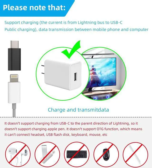 Alt view image 2 of 7 - 3Pack,Lightning Female to USB C Male Adapter,Compatible with iPhone 12 11Pro Max for Ipad Air iOS Compatible for Samsung Galaxy S20 S21 Google Pixel Charging Data sync Type C Charger Connector Cable