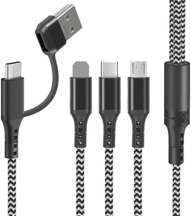 Alt view image 7 of 7 - 6 in 1 Multi Charging Cable 3Pack 4ft USB A/C to Phone USB C Micro USB Connector Cord Compatible with Cell Phones Tablets and More - (Red,Black,Blue)