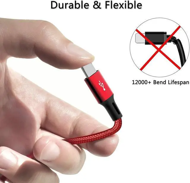 Alt view image 4 of 7 - Multi Charging Cable 3A Multi Charger Cable Braided 4 in 1 Charging Cable Multi USB Cable Fast Charging Cord with IP/Type C/Micro USB Port for Cell Phones/Tablets/Samsung Galaxy/LG & More(2Pack 4Ft)