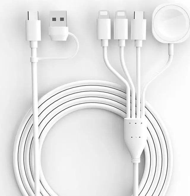 Main image of 4 in 2 Multi Charging Cable for iWatch/iPhone,USB C Cable Universal Travel Charger with 2xiOSPort Type C Compatible with iPhone iWatch Series SE/8/7/6/5/4/3/2/1 Samsung S23 S22 S21-4FT Ace