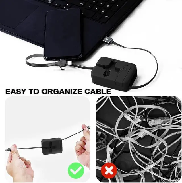 Alt view image 5 of 6 - 2 Pack 3 in 1 Multi Retractable Charging Cable, Three in One Charging Cable Roll, Multi Retractable USB Cable Charger Cable with Micro USB IP Type C Connectors
