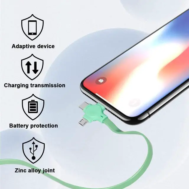 Alt view image 5 of 6 - 2 Pack 3 in 1 Multi Retractable Charging Cable, Three in One Charging Cable Roll, Multi Retractable USB Cable Charger Cable with Micro USB IP Type C Connectors Pink / Violet