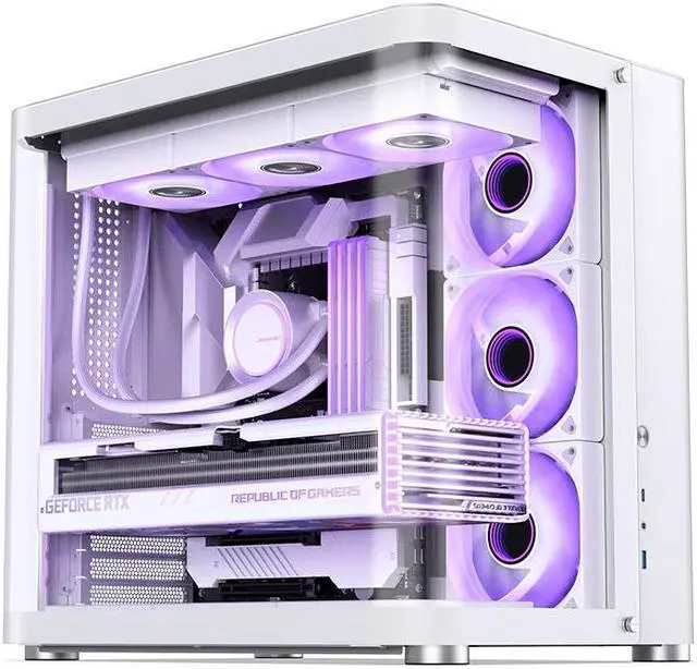 Alt view image 2 of 7 - ITX / M-ATX / ATX Dual-Chamber Gaming  Computer Case, Support 280/360 Liquid Cooling White