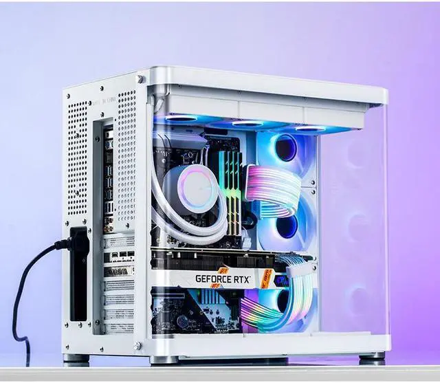 Alt view image 4 of 7 - ITX / M-ATX / ATX Dual-Chamber Gaming  Computer Case, Support 280/360 Liquid Cooling White