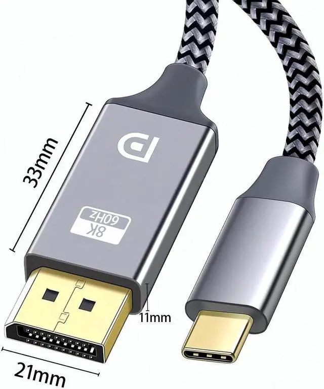 Alt view image 7 of 7 - USB C to DisplayPort 1.4 Cable | 8K@60Hz,4K@144Hz,2K@165Hz 6ft Type C to DP Braided Cord Compatible for MacBook Pro 2021,iPad Pro,iPhone 15 Series etc
