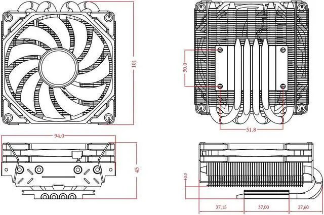 Alt view image 7 of 7 - IS-40X V3 Low Profile CPU Cooler for Intel/AMD 45mm Height CPU Cooler 4 Heatpipes CPU Air Cooler 15mm Super Slim PWM Fan,Black