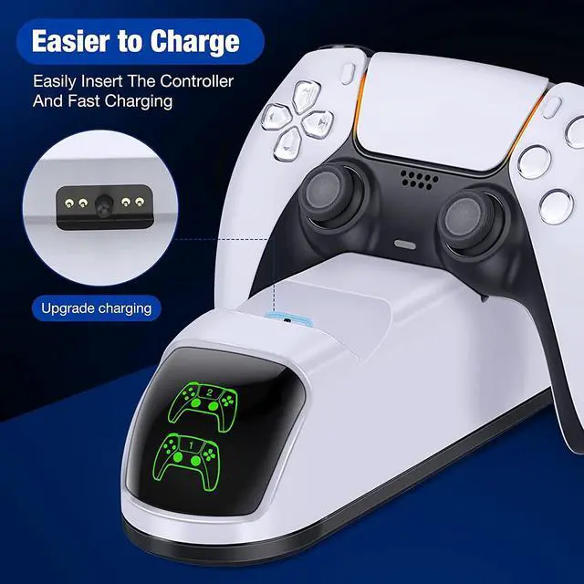 Alt view image 3 of 7 - PS5 Charging Station Dual Fast Charger for Playstation 5 Controller Charger Station Charging Cradle Dock Station for PS5 Gamepads red