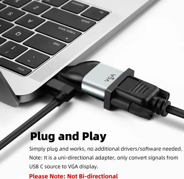Alt view image 2 of 6 - USB C to VGA Adapter (2 Pack), USB Type-C Male to VGA Female Converter for MacBook Pro/Air, Surface, iPad Pro, Galaxy and More