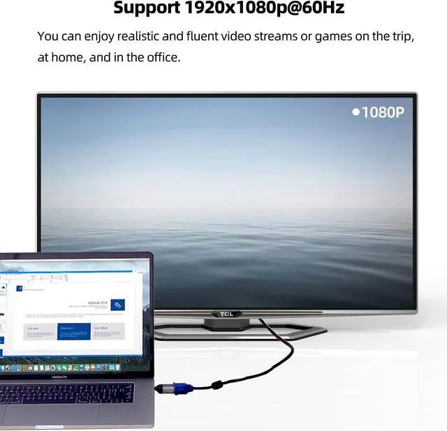 Alt view image 3 of 6 - USB C to VGA Adapter (2 Pack), USB Type-C Male to VGA Female Converter for MacBook Pro/Air, Surface, iPad Pro, Galaxy and More