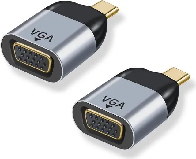 Main image of USB C to VGA Adapter (2 Pack), USB Type-C Male to VGA Female Converter for MacBook Pro/Air, Surface, iPad Pro, Galaxy and More