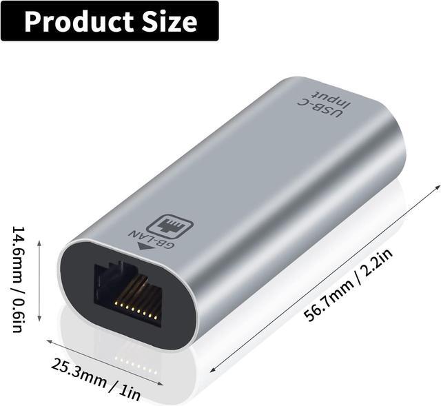 Alt view image 6 of 6 - USB C to Ethernet Adapter Gigabit, RJ45 Female to USB C Female Adapter, USB C to RJ45 Adapter Up to1000/ 100/10Mbps Ethernet LAN Network Adapter Compatible for iPad, MacBook Pro, 2Pack