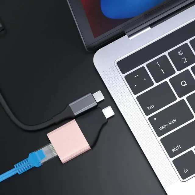 Alt view image 2 of 5 - USB C to Ethernet Adapter Gigabit, RJ45 Female to USB C Female Adapter, USB C to RJ45 Adapter Up to1000/ 100/10Mbps Ethernet LAN Network Adapter Compatible for iPad, MacBook Pro, 2Pack