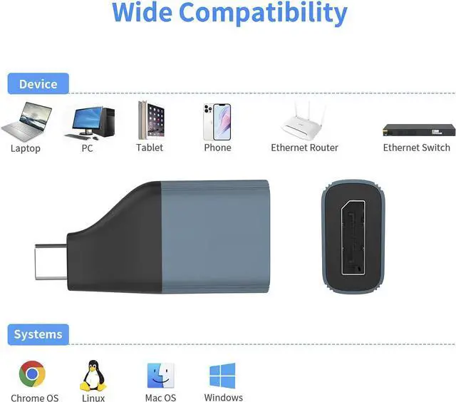 Alt view image 3 of 5 - USB C to Ethernet Adapter Gigabit, RJ45 Female to USB C Female Adapter, USB C to RJ45 Adapter Up to1000/ 100/10Mbps Ethernet LAN Network Adapter Compatible for iPad, MacBook Pro, 2Pack