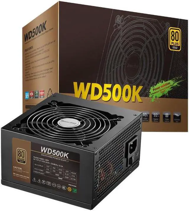 Main image of Corn WD500K,500W Power Supply,80 Plus Gold Certified ,120mm Silent Hydraulic Fan , Automatic Speed Control-Black