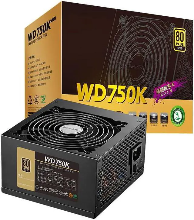 Main image of Corn WD750K,750W Power Supply,80 Plus Gold Certified ,120mm Silent Hydraulic Fan , PCIE 5.0 Interface ,Automatic Speed Control-Black