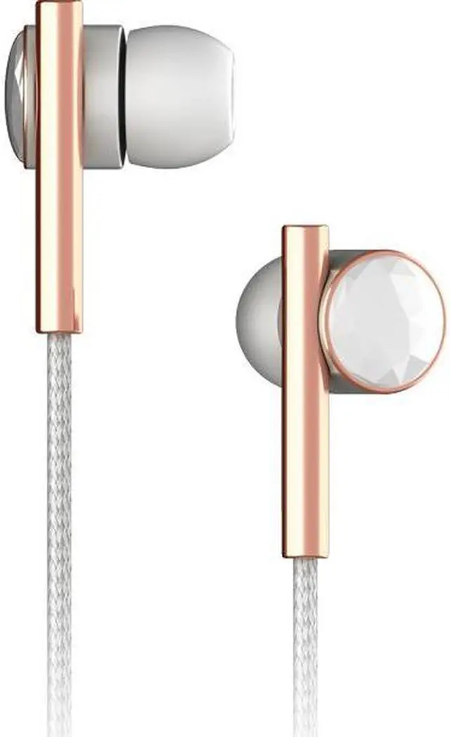 Alt view image 3 of 3 - CAEDEN Linea Nº2/Linea N2 Faceted Ceramic & Rose Gold Wired Headphones Earbuds with Remote and Mic, Sound Isolating
