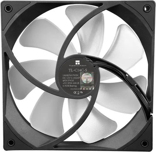 Alt view image 6 of 7 - TL-C14C-S 140mm ARGB Case Fan, 3 Pin 5V Addressable RGB Fan, 1500 RPM, 140mm X 140mm X 25mm, 4 PIN PWM System Fan for Thermalright