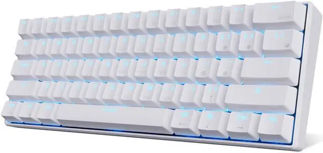 Main image of CORN RK61 Mechanical Bluetooth 3.0 Wired/Wireless 61 Keys Multi-Device LED Backlit Gaming/Office 60 Keyboard for iOS, Android, Windows and Mac with Rechargeable Battery, Blue Switch - White