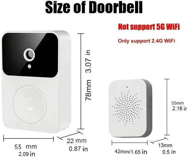 Alt view image 7 of 7 - Doorbell Camera Wireless,Intelligent Visual Doorbell Home Intercom HD Night Vision WiFi Rechargeable Security Door Doorbell,Two-Way Calls,Photo,Recording,APP Control,Voice Change Function