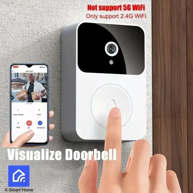 Alt view image 6 of 7 - Doorbell Camera Wireless,Intelligent Visual Doorbell Home Intercom HD Night Vision WiFi Rechargeable Security Door Doorbell,Two-Way Calls,Photo,Recording,APP Control,Voice Change Function