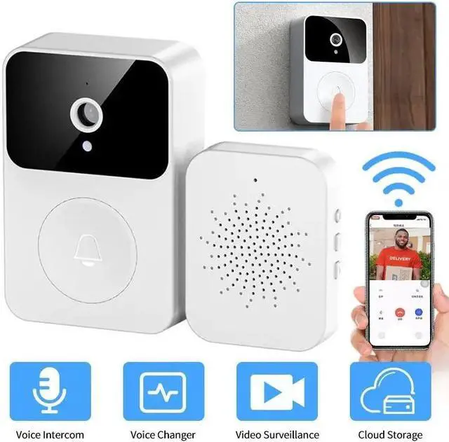 Alt view image 2 of 7 - Doorbell Camera Wireless,Intelligent Visual Doorbell Home Intercom HD Night Vision WiFi Rechargeable Security Door Doorbell,Two-Way Calls,Photo,Recording,APP Control,Voice Change Function