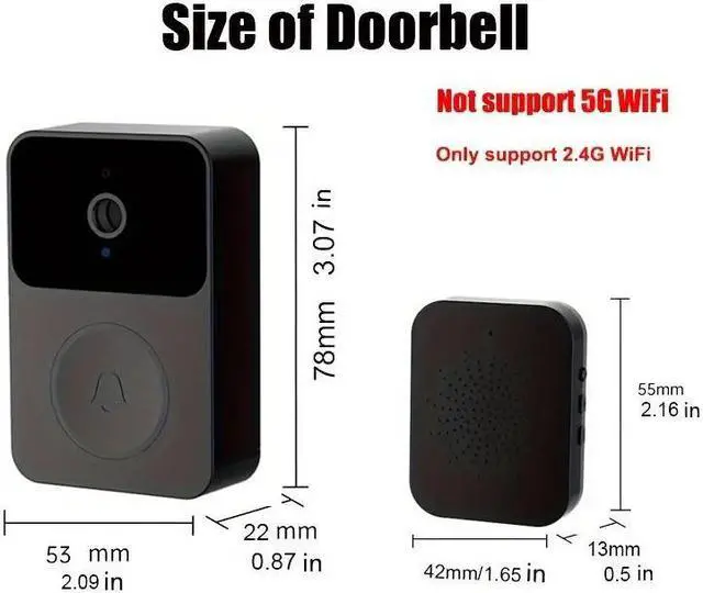 Alt view image 5 of 6 - Doorbell Camera Wireless,Intelligent Visual Doorbell Home Intercom HD Night Vision WiFi Rechargeable Security Door Doorbell,Two-Way Calls,Photo,Recording,APP Control,Voice Change Function Black