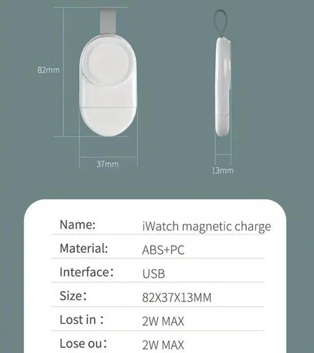 Alt view image 5 of 5 - Watch Charger For Apple S8ultra Wireless Charging Watch7 Line S7 Base For S6/s5/s4 Portable Version For Apple Watch S1/S2/S3 Portable Magnetic Suction Charging Base USB Watch Charger