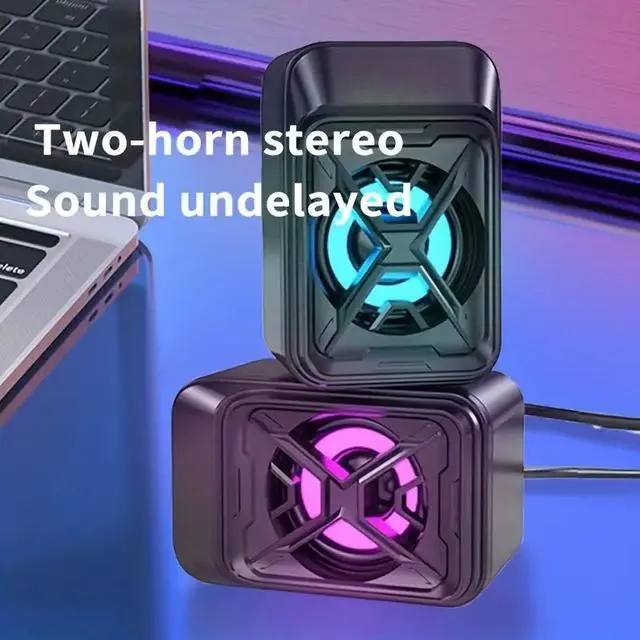 Alt view image 5 of 7 - Small LED Speakers, HIFI Sound Effect 360° Surround Sound, Desktop Laptop USB Wired Subwoofer Shocking Gift Speakers