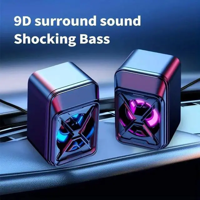 Alt view image 3 of 7 - Small LED Speakers, HIFI Sound Effect 360° Surround Sound, Desktop Laptop USB Wired Subwoofer Shocking Gift Speakers